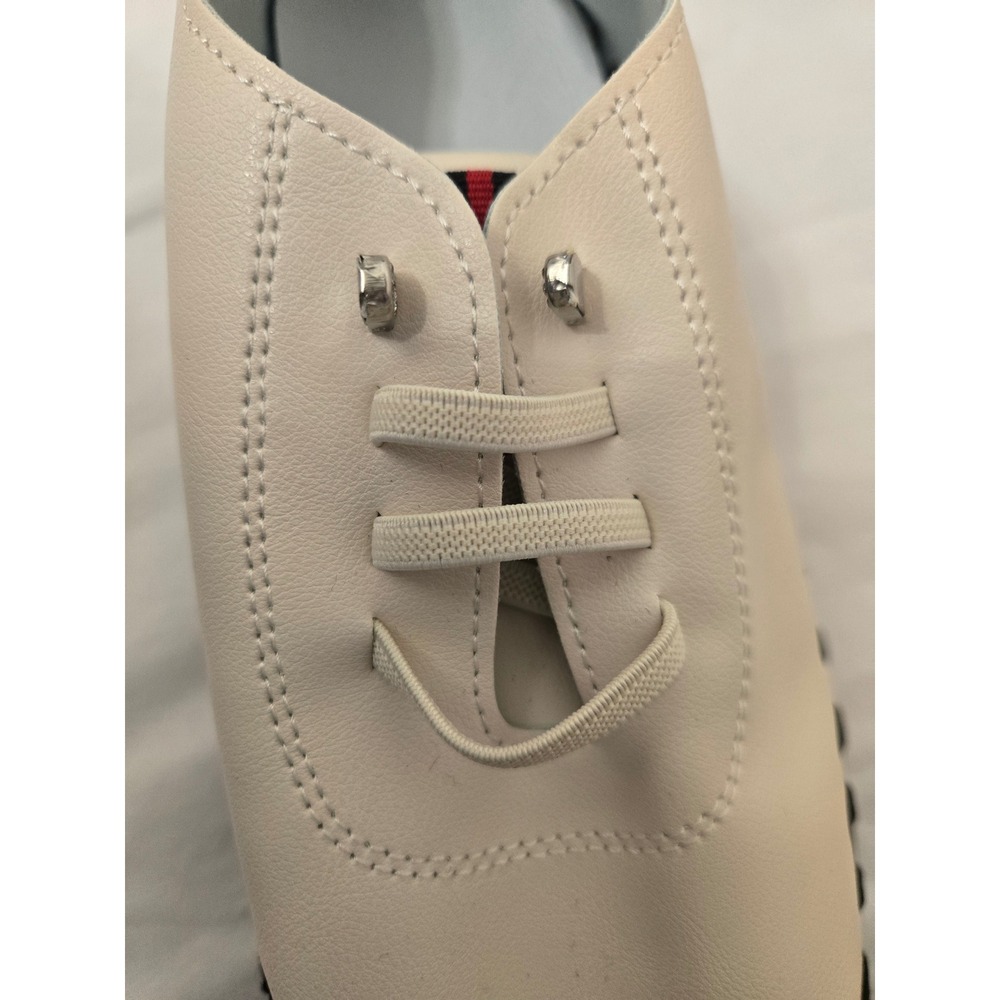 OY Cream Leather Casual Comfort Loafers Shoes Brown Stitching Accents - Picture 4 of 6